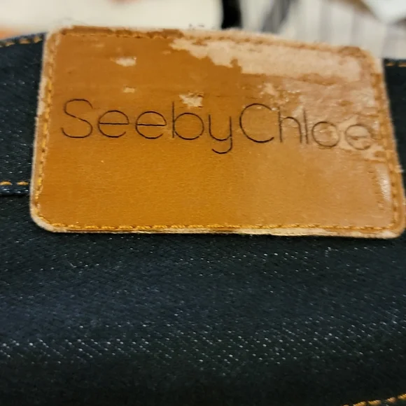 SEE BY CHLOE Dark Blue Denim Skirt US 8 Made In Italy GUC - Picture 7 of 16